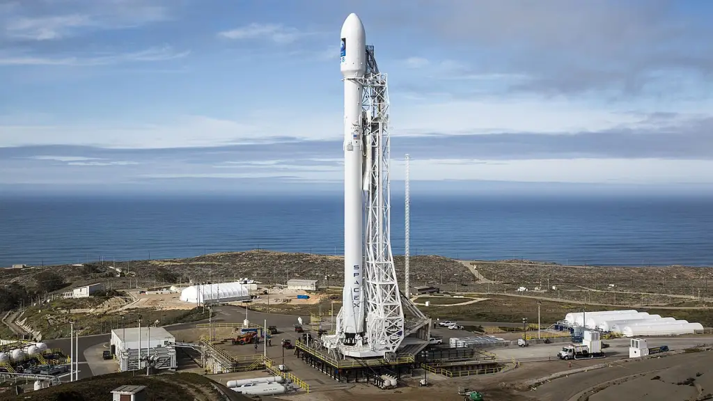 Falcon 9 rocket on the pad at Vandenberg