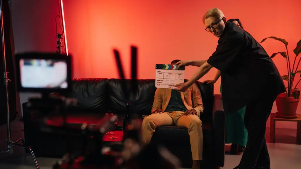 Film clapperboard held on a movie set