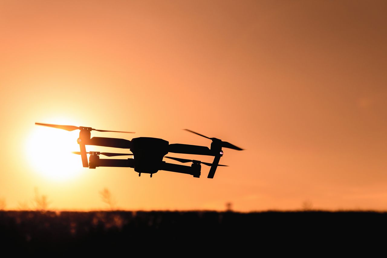 Drone flying in the sky