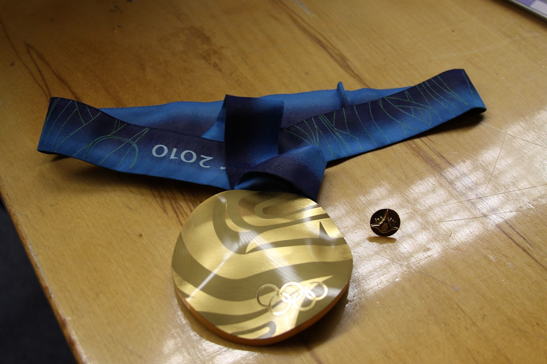 Olympic gold medal close-up