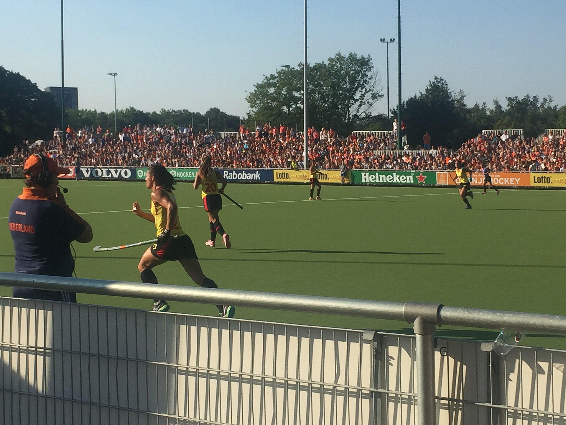 Women's field hockey match in progress