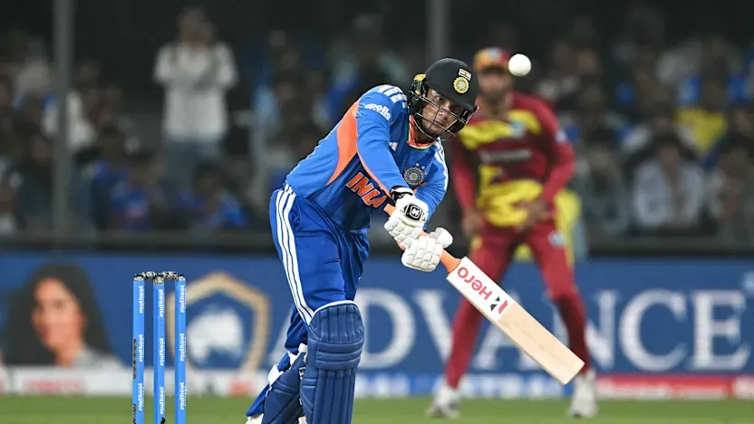 India vs West Indies 3rd T20I: An India batter in action during the 3rd T20I against West Indies in Indore.