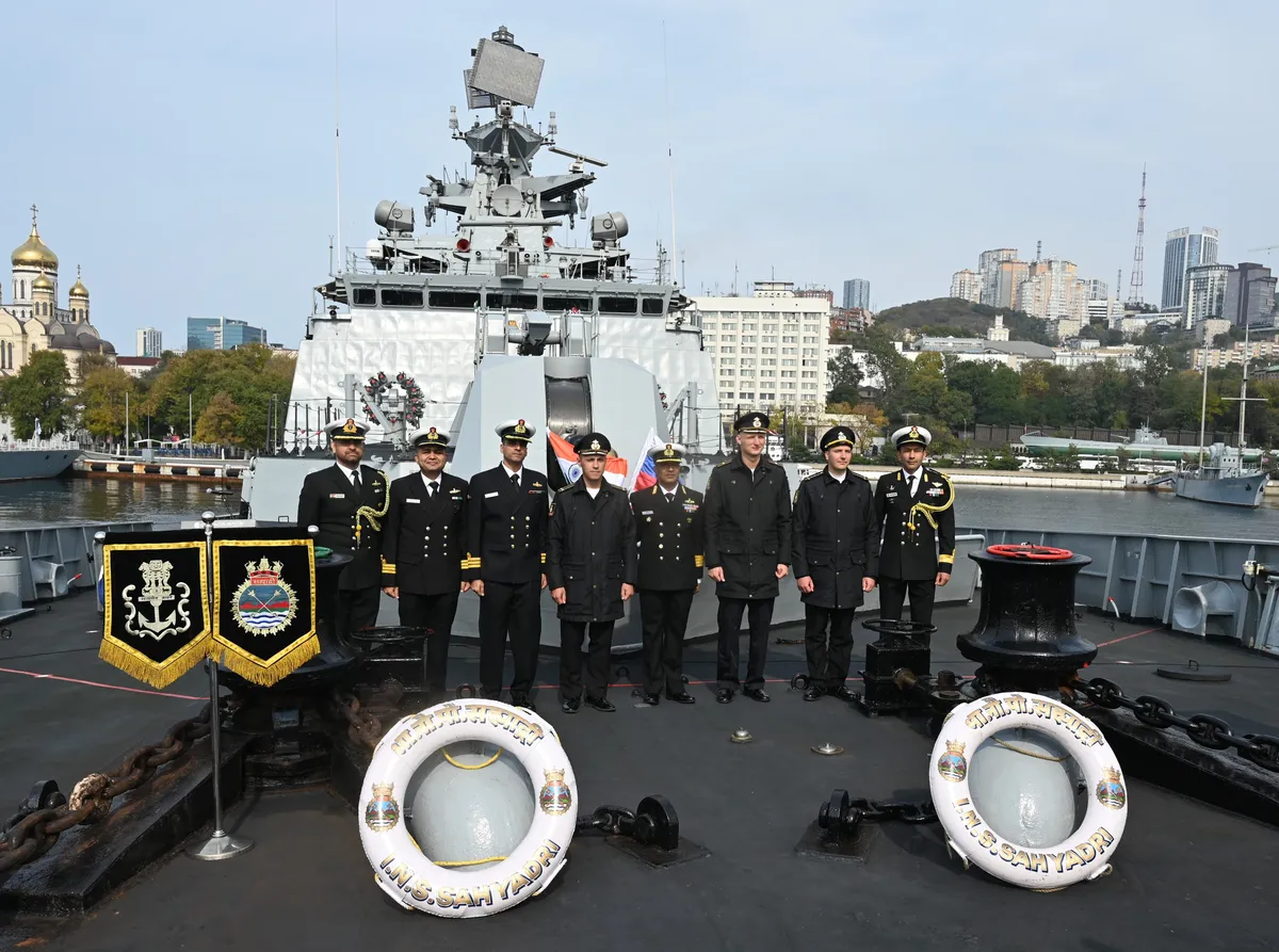 Exercise INDRA 2026: Indian Navy personnel during the Vladivostok port call.