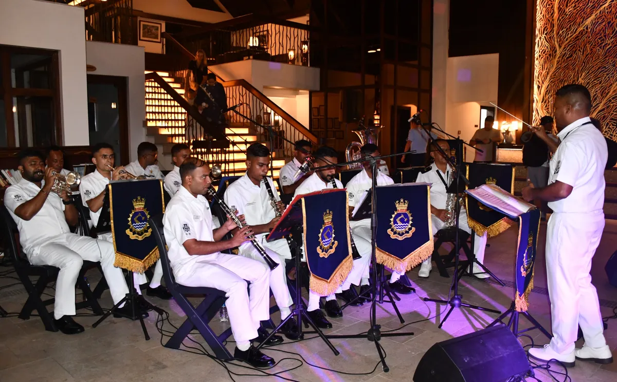 The Indian Navy Band performs during the visit to Seychelles