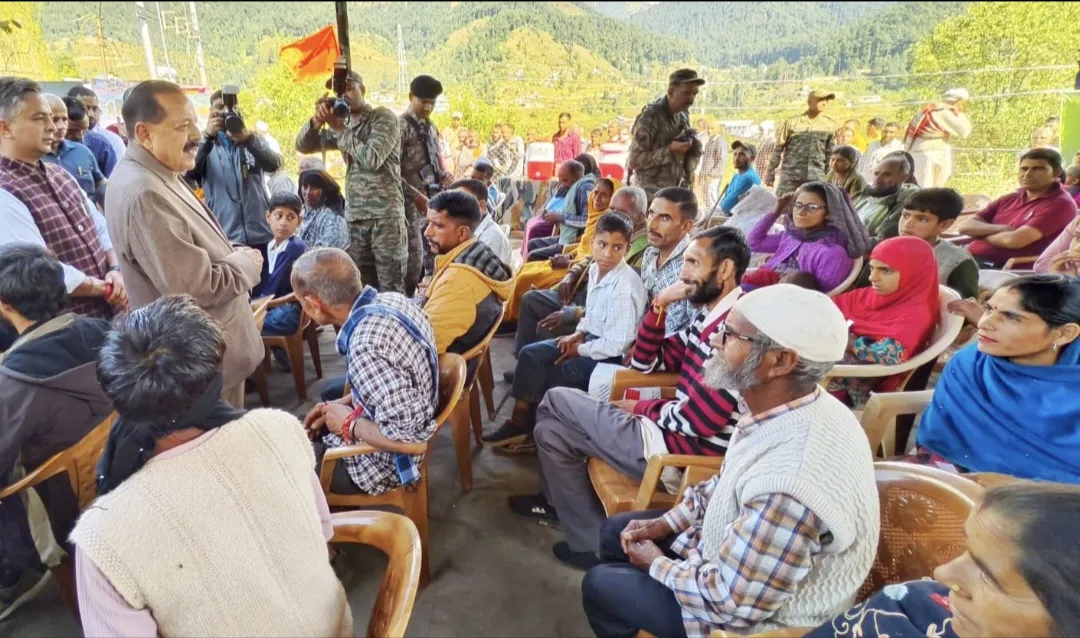Patients and officials at the Basantgarh medical speciality camp