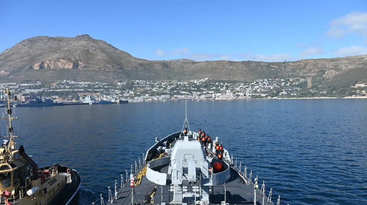 IBSAMAR IX 2026: A view from an Indian Navy ship entering harbour, released with the IBSAMAR IX release