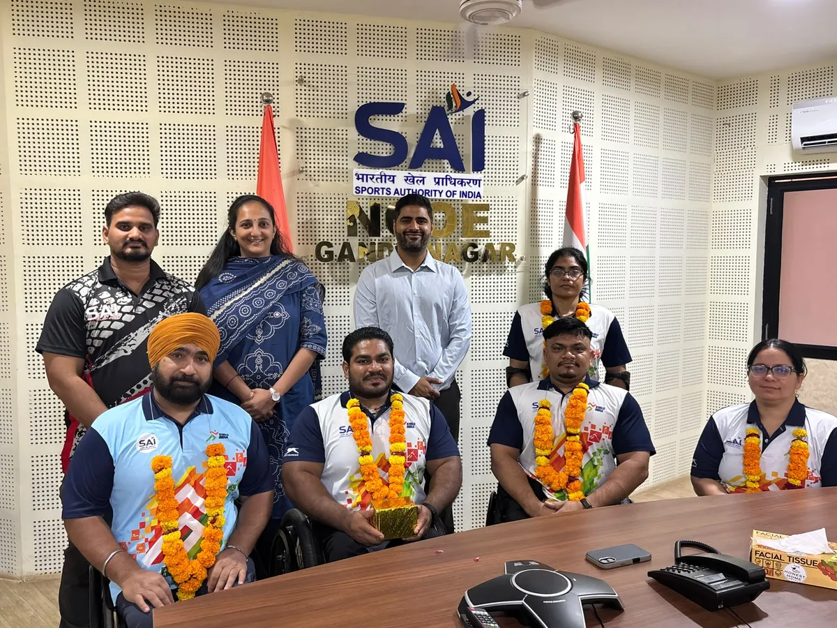 Asian Para Games 2026: The para powerlifting team at the SAI Gandhinagar send-off