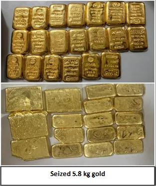 DRI gold seizure: Gold seized by the DRI from the concealed cavity in the car.