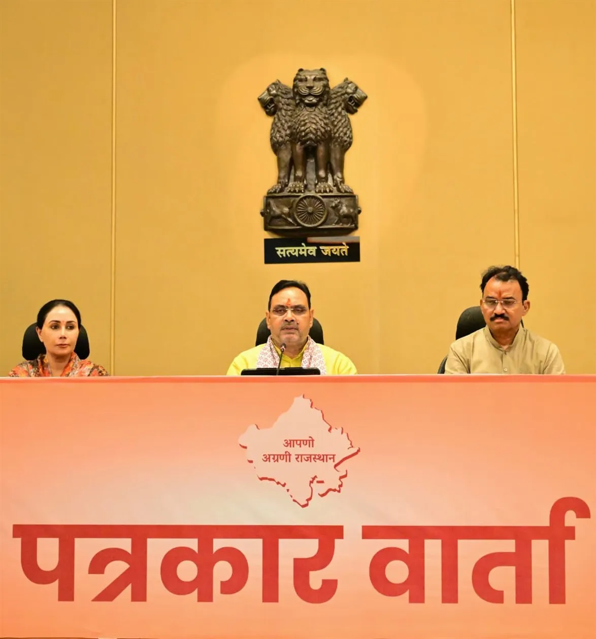 Rajasthan cabinet: CM Bhajanlal Sharma and ministers at the press conference after the cabinet meeting