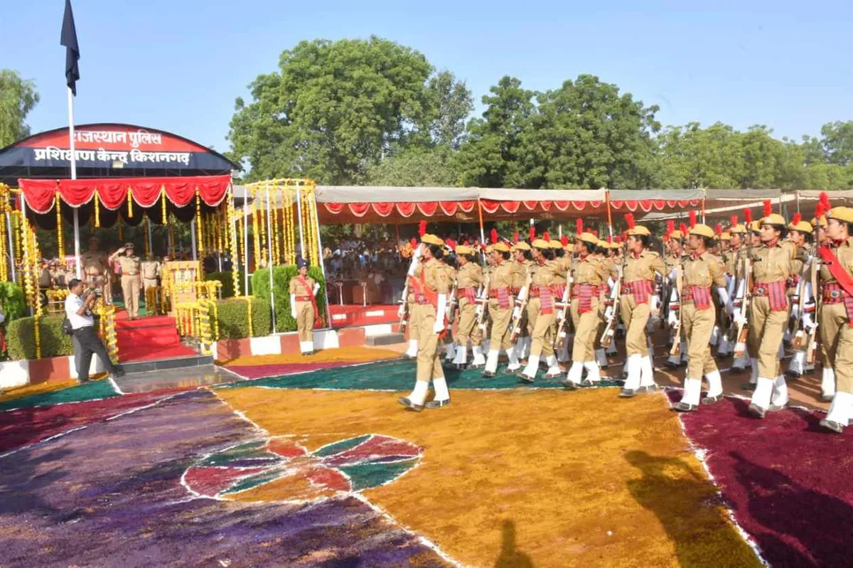 Rajasthan women constables: New constables march past the dais at the passing-out parade