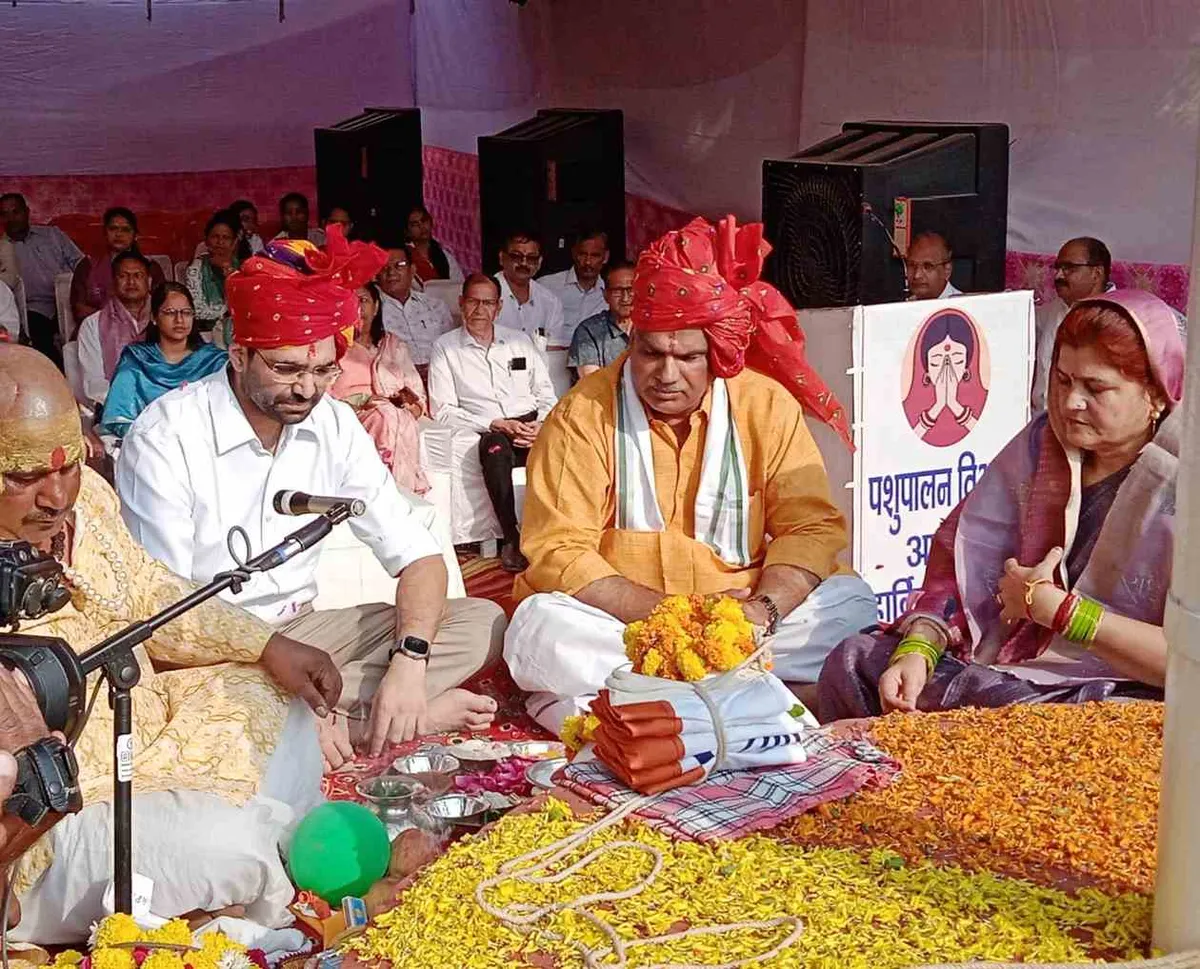 Jaswant Pashu Mela: Puja at the opening of the Jaswant exhibition and cattle fair in Bharatpur