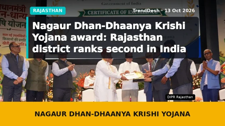 Nagaur Dhan-Dhaanya Krishi Yojana award: Rajasthan district ranks second in India