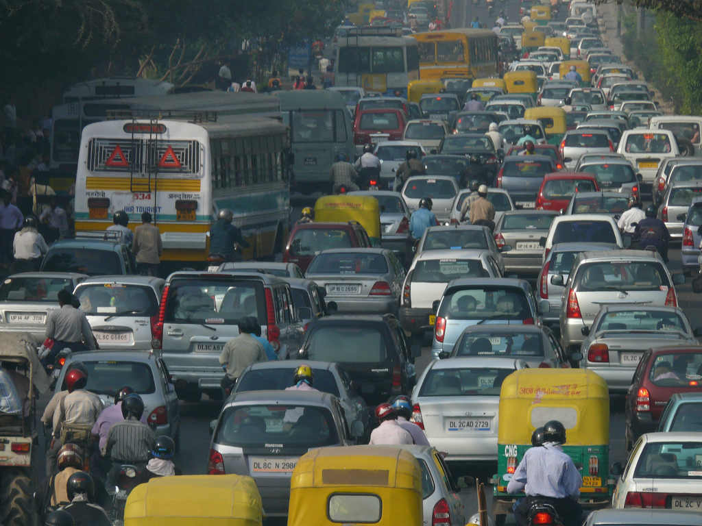 A traffic jam on a Delhi road