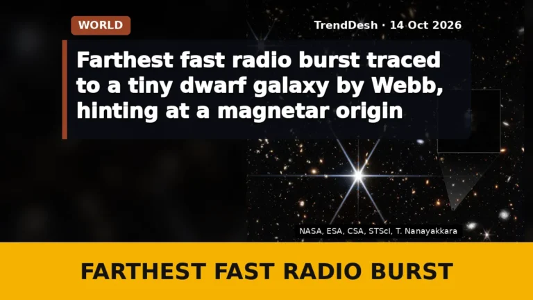 Farthest fast radio burst traced to a tiny dwarf galaxy by Webb, hinting at a magnetar origin