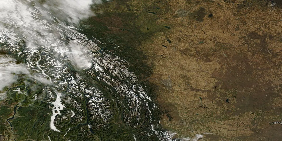 Alberta referendum: Alberta's prairies and the Rocky Mountains seen by NASA's Terra satellite on 15 October 2026