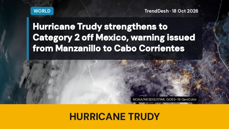 Hurricane Trudy strengthens to Category 2 off Mexico, warning issued from Manzanillo to Cabo Corrientes
