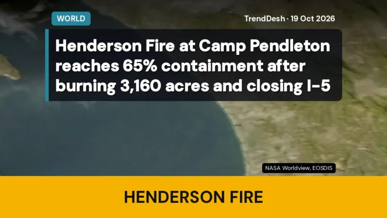 Henderson Fire at Camp Pendleton reaches 65% containment after burning 3,160 acres and closing I-5