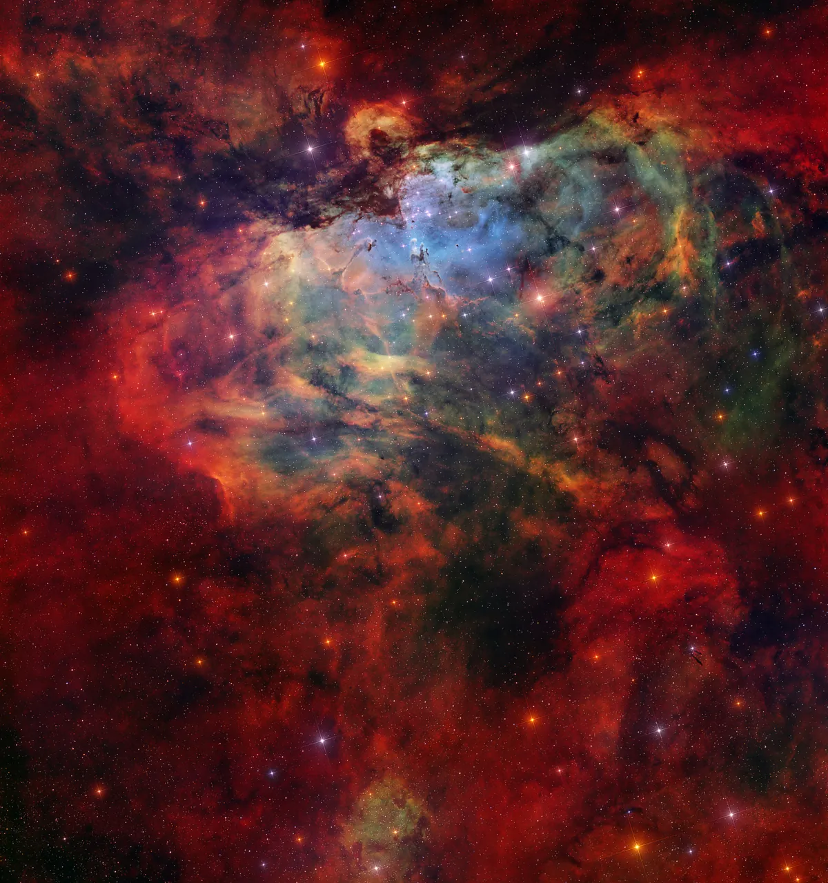 Eagle Nebula: The Eagle Nebula's pillars in combined Hubble visible-light and Chandra X-ray data, featured in NASA's 18 October APOD