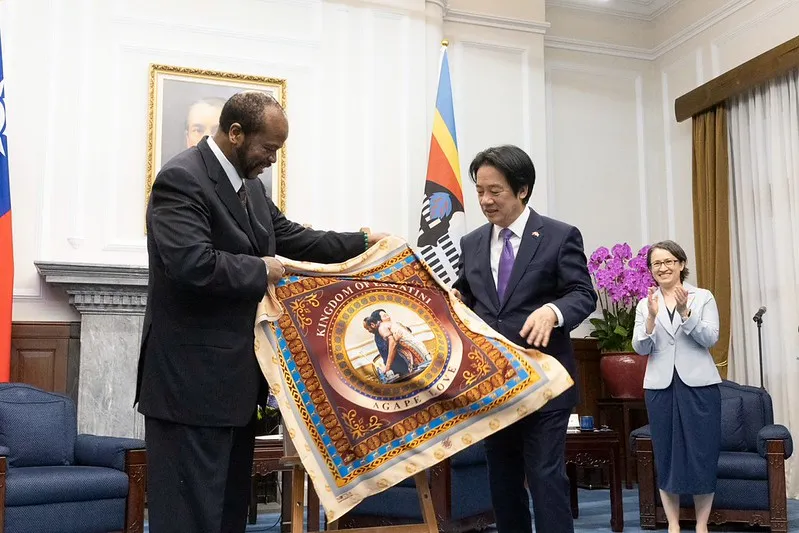 Taiwan Eswatini agreement: President Lai Ching-te and King Mswati III of Eswatini at the Presidential Office in Taipei.