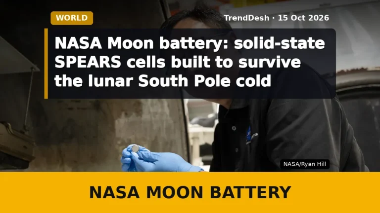 NASA Moon battery: solid-state SPEARS cells built to survive the lunar South Pole cold