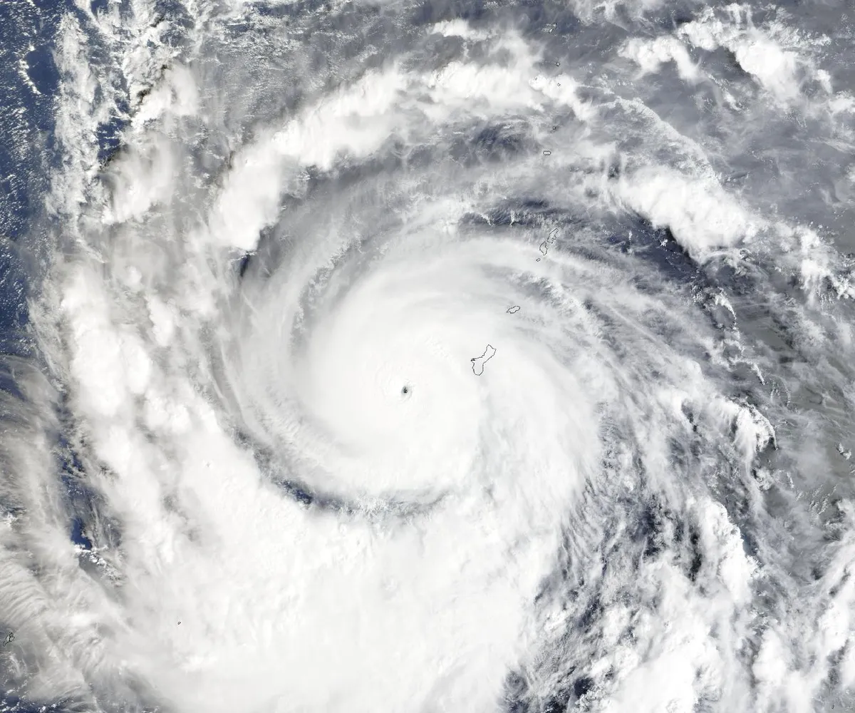 Super Typhoon Champi: NASA Terra satellite view of the storm's eye just west of Guam on 18 October 2026