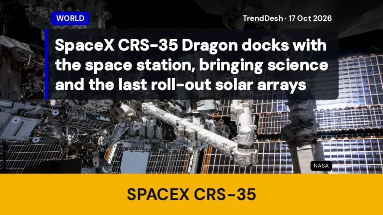 SpaceX CRS-35 Dragon docks with the space station, bringing science and the last roll-out solar arrays