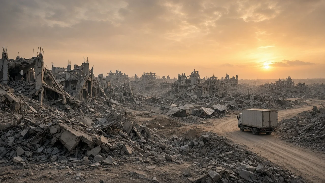 Gaza ceasefire anniversary: AI-generated illustration of the scene