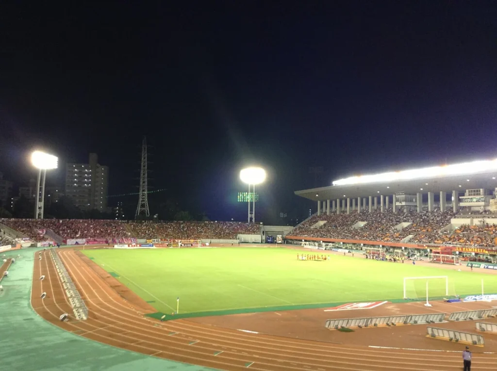 Night view of Mizuho Athletic Stadium