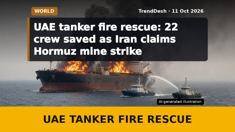 UAE tanker fire rescue: 22 crew saved as Iran claims Hormuz mine strike